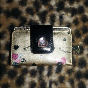 Betsey Johnson Gold and Black Heart Wallet
